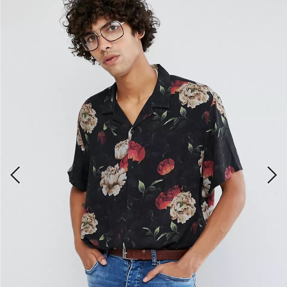 Men’s viscose shirt with floral print